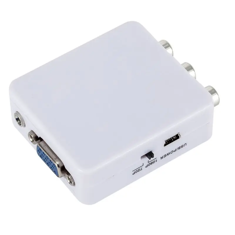  Mini HD Video Converter Box Convertitore AV2VGA AV RCA CVBS a VGA Video Converter Conversor con 3.5