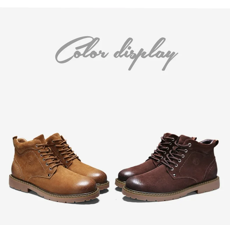 Winter Ankle Boots mens Genuine Leather Snow Boots Big Size 38-50 Outdoor Warm Winter Shoes for Men Anti-cold Boots Walker Peak