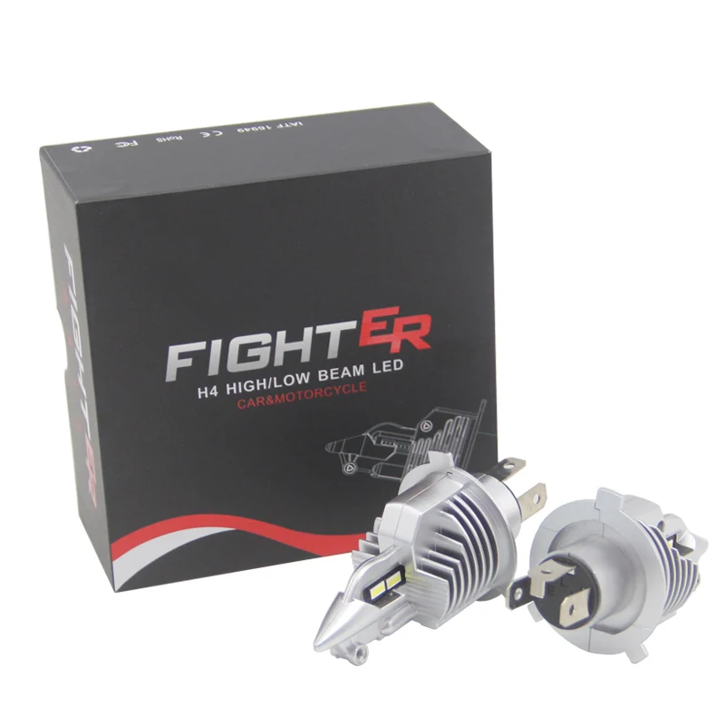 

SHUOKE Fighter H4 LED H4 Headlight Built-in Fan DC 12V 25W 6000K IP67 Customized Auto Grade LED Chips 6063 heatsink Aluminium