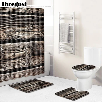 

Thregost Microfibre Bath Mat 3D Wood Grain Non Slip Floor Mat Strip Carpets for Bathroom Flannel Soft Rug Washing Machine Rugs