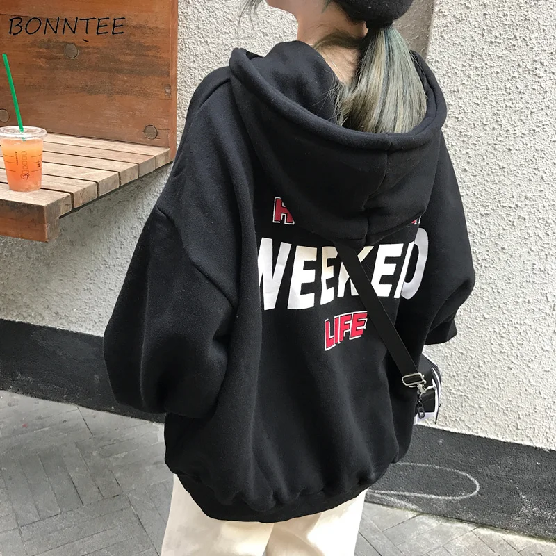 Женские зимние толстовки Ulzzang теплые высококачественные хлопковые свитшоты