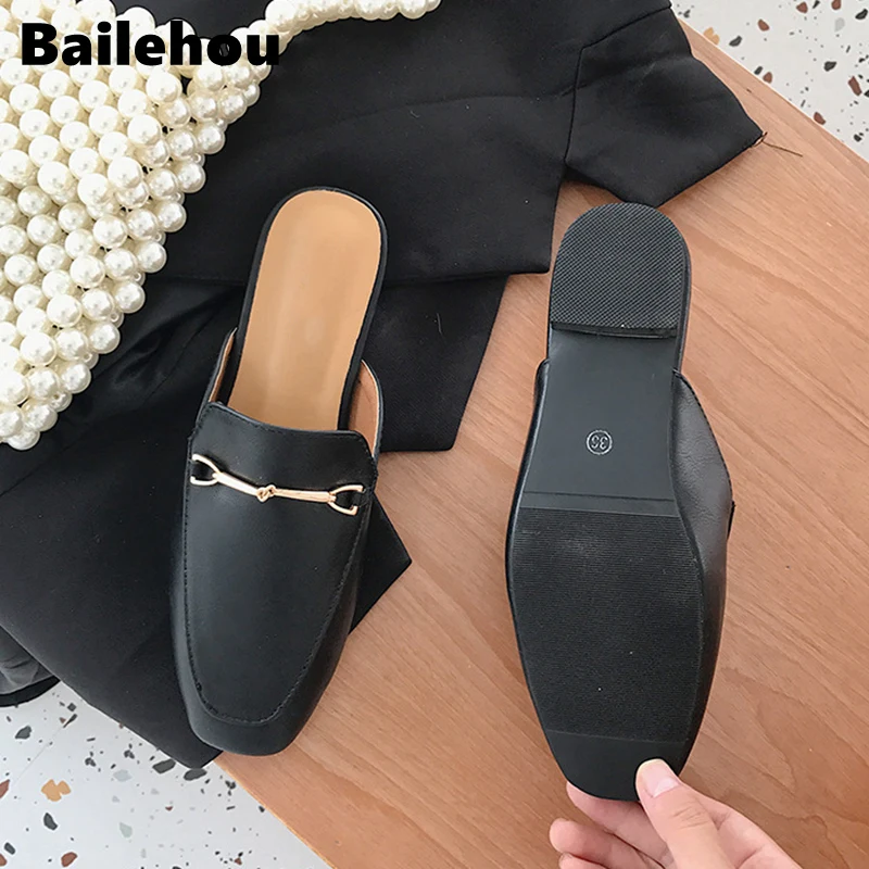 Bailehou/Коллекция 2019 года фирменный дизайн женские шлепанцы без шнуровки на плоской