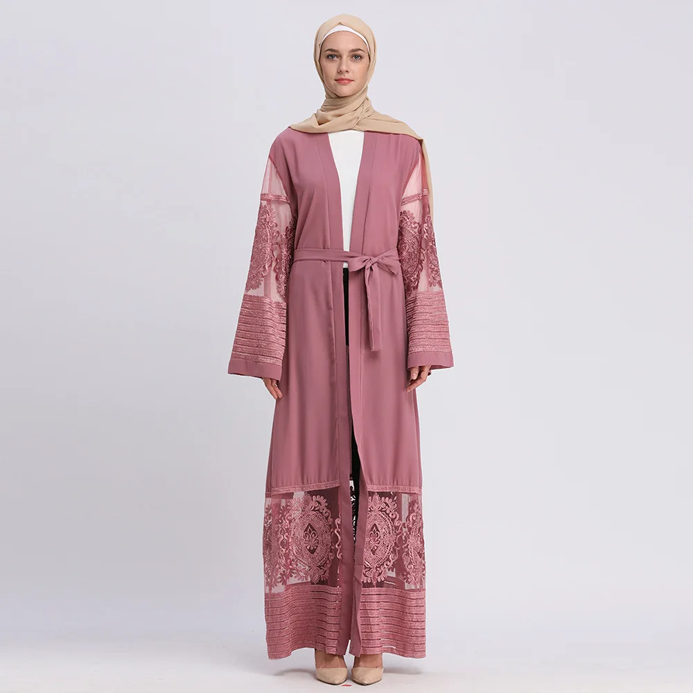 2019 Abayas Дубайский мусульманский Модный женский кардиган с вышивкой халат Женская одежда для платья с длинными рукавами