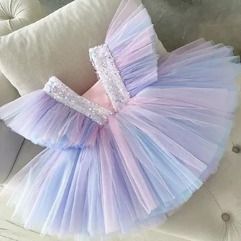 Girls Ruffles Princess Dress For Kids Wedding Elegant Party Tutu Prom Gown Children Birthday Pageant Communion Formal Vestidos 1