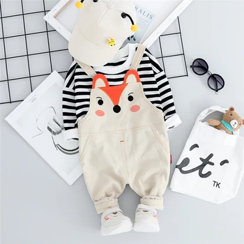 

HYLKIDHUOSE 2019 Autumn Toddler Infant Clothing Sets Baby Boys Girls Clothes Suits Stripe T Shirt Bib Pants Children Costume