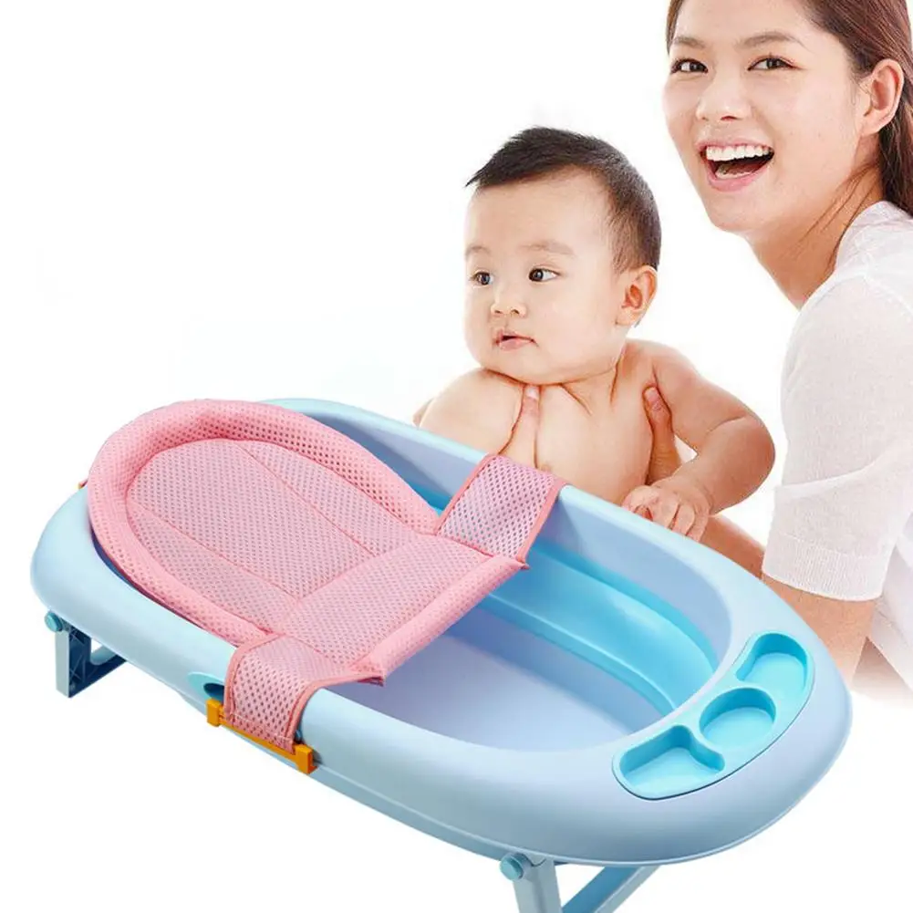 

Newborn Baby Bath Tub Pad T Shape Baby Infant Bath Tub Float Mat Mesh Cloth Soft Antiskid Bathing Seat Pad Cushion Max Load 20kg