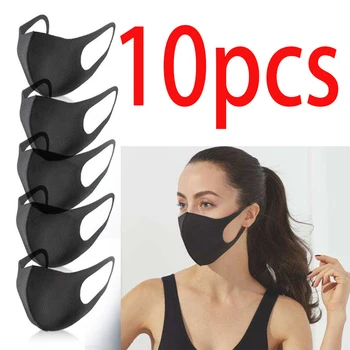 

10Pcs Black Mask Anti-infective Virus Mask Unisex Dust Mask Wholesale Breathing Belt Can Be Cleaned