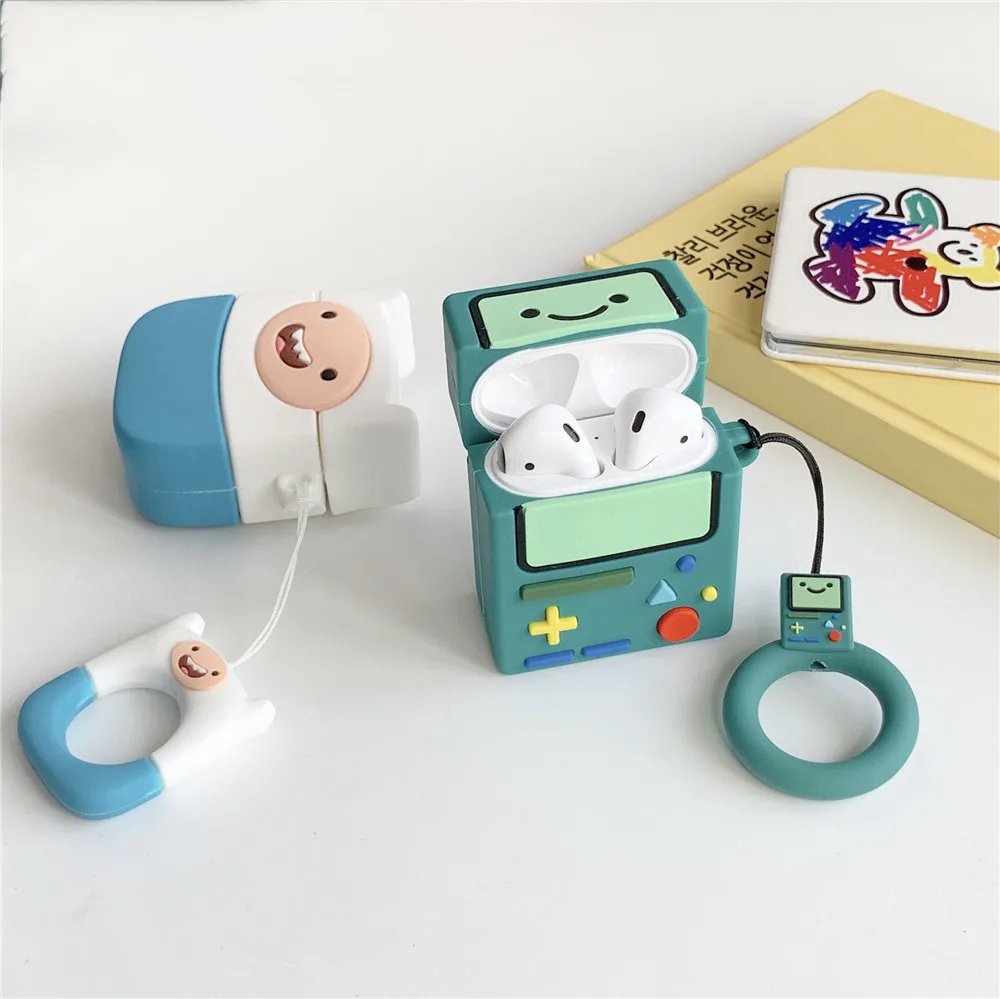 Милые чехлы для наушников для Apple Airpods 1/2, 3D, Adventure Time Finn BMO, Милые силиконовые защитные чехлы для наушников, funda