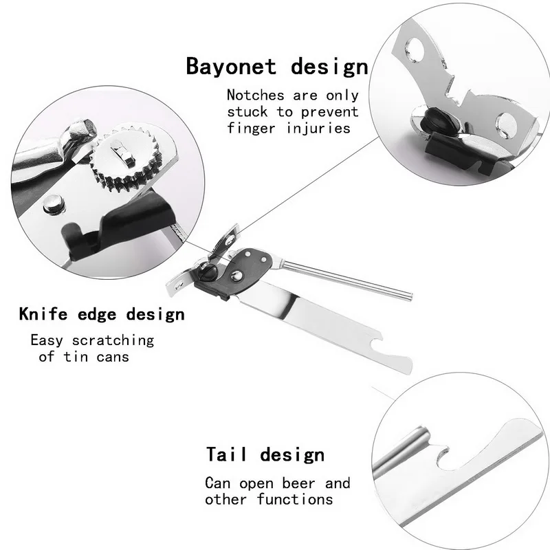 1 шт. Профессиональный Эргономичный ручной консервный нож кухонные инструменты ручной открывалка из нержавеющей стали Боковая резка ручной консервный нож