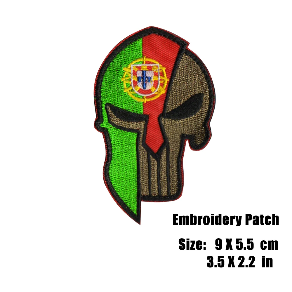 3D Embroidery Patch Portugal Flag Military Green Hook and Loop Tactical Emblem Badges Applique Embroidered Patches Drop Shipping 