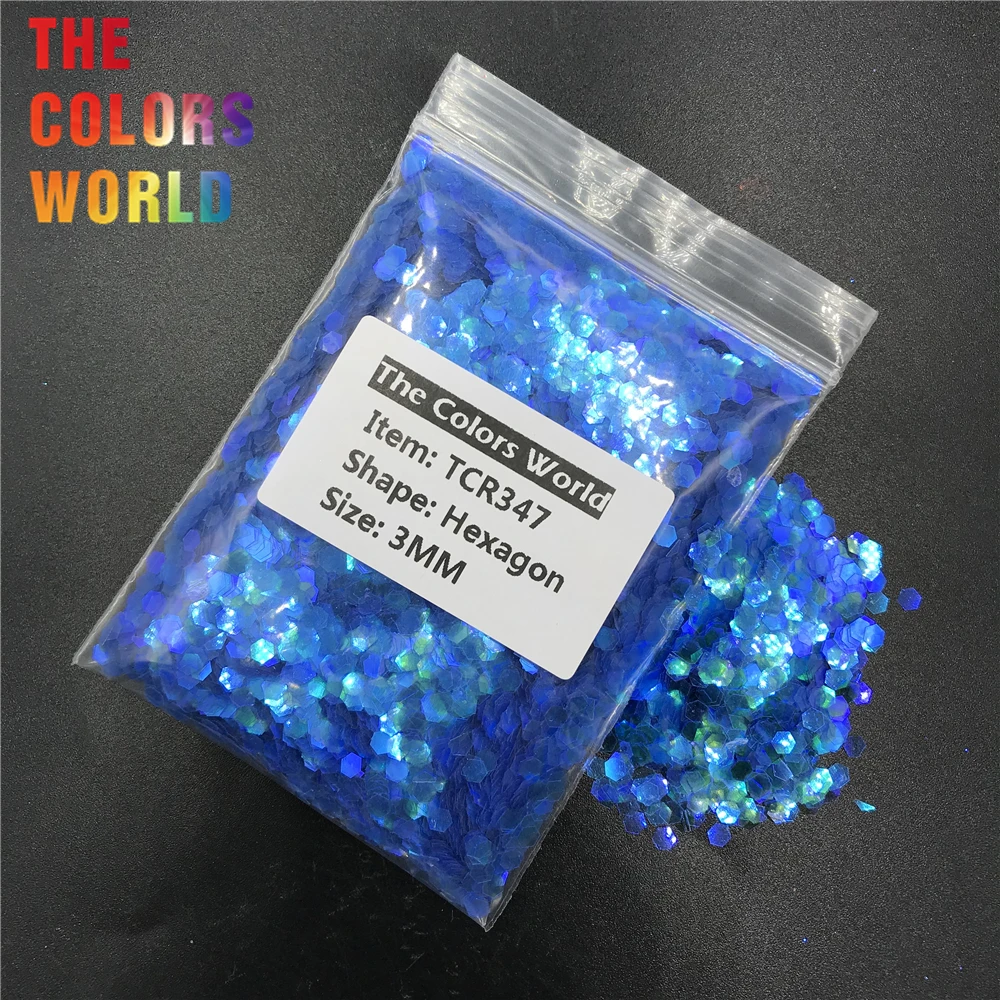 

TCR347 Iridescent Rainbow Sky Blue Hexagon Shape Nails Glitter Nail Art Decoration Body Glitter Crafts Tumbler DIY Accessories