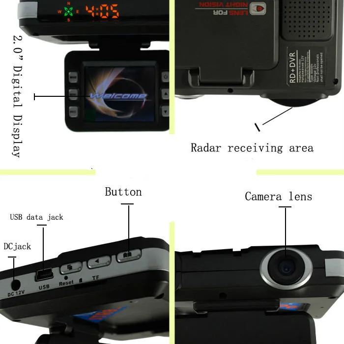 Портативный автомобильный 3 в 1 комбо скоростная камера предупреждающий сигнал gps локатор радар детектор Автомобильный видеорегистратор