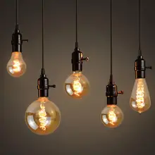 Винтажная Ретро лампа Эдисона, светодиодный светильник, промышленный стиль, декоративные стеклянные лампы накаливания с креплением для дома E27 ST64
