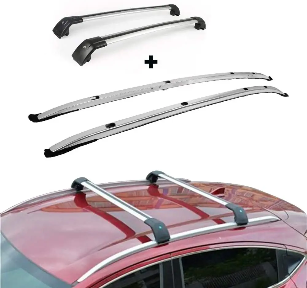 4Pcs Roof Rail Racks Crossbars Baggage Cargo Carriers Luggage Rail Side Bar Cross Bars Fits for