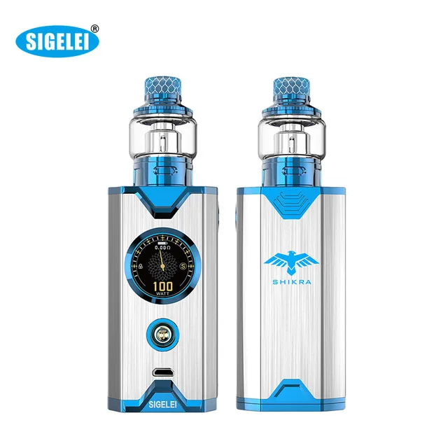 Blue Stainless Распродажа Sigelei Shikra Комплект 200 Вт TC коробка мод питание от dual 18650 Топ заполнение стиль сетки катушки электронная сигарета Vape комплект - Цвет: Blue Stainless