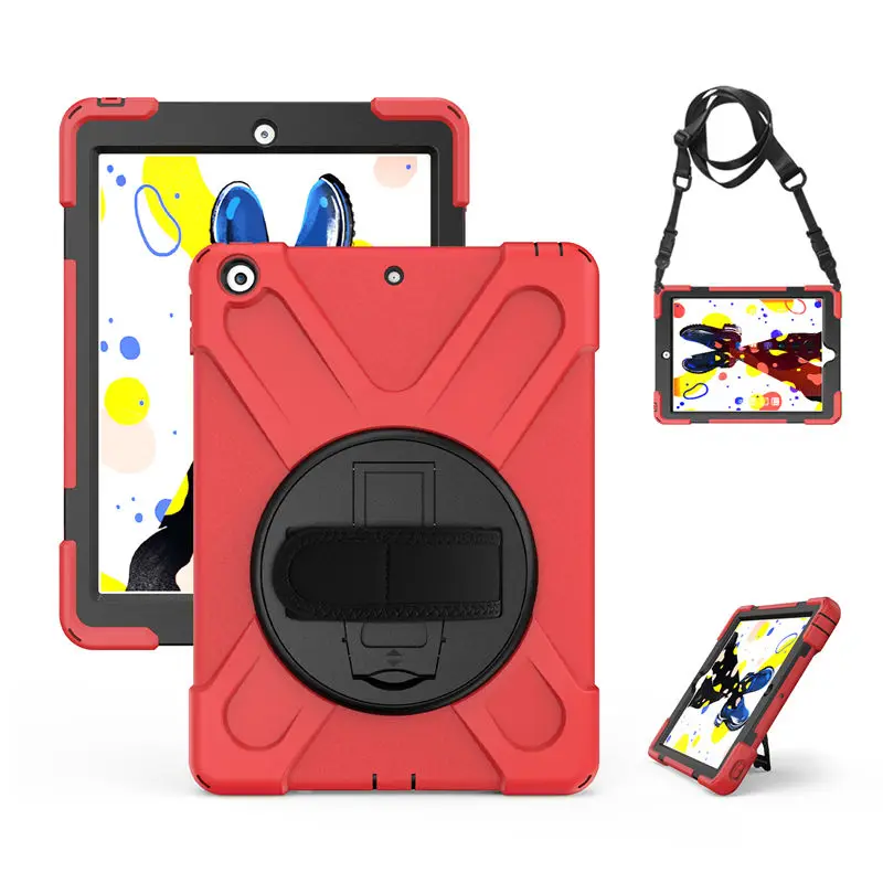 red Чехол для iPad 10,2, чехол для iPad 7го поколения, A2200, A2198, A2232, чехол, противоударный, сверхпрочный, с ремешком на запястье - Цвет: red