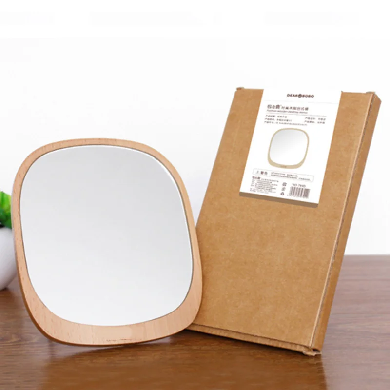 Новые креативные Мультяшные деревянные настольное зеркало регулируемый угол одностороннее HD настольное зеркало студенческое зеркало