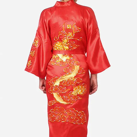 Exquisite Embroidery Dragon Wedding Robe Kimono Gown Comfortable Soft Men Sleepwear Nightwear Chinese Style Bath Gown Pajamas Exquisite Embroidery Dragon Wedding Robe Kimono Gown Comfortable Soft Men Sleepwear Nightwear Chinese Style Bath Gown Pajamas
