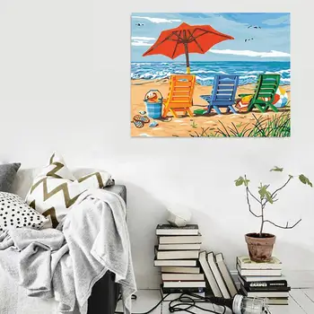 

40*50cm Diy Digital Painting Leisure Beach By Numbers Paint Art Modern For Gift Wall Kit Acrylic Picture Numbers Decoration J4K7