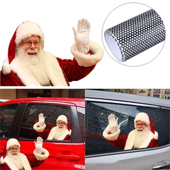 

High Quality Christmas Decoration Santa Claus 3d Pvc Waving Car Stickers Styling Window Wiper Decals Rear Windshield Decoration