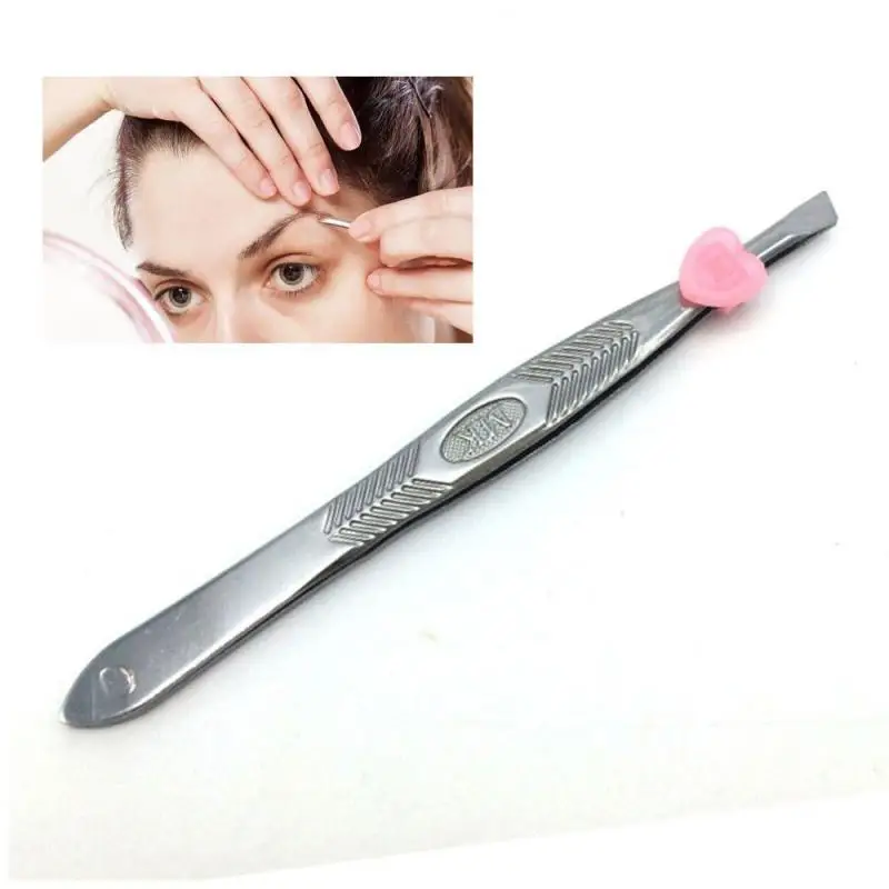 1PC de cejas pinzas para vello profesional eliminación de vello de cejas pinzas de punta plana de herramienta de acero inoxidable conveniente pequeño No óxido