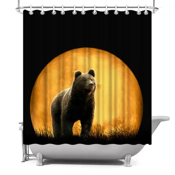 

Photo Custom Bathroom Shower Curtain Brown Bear Waterproof Polyester Fabric Bath Curtain Decor with Hooks 180x180cm Cortina