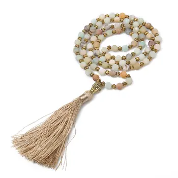 

6mm Natural Stone Lantern Beads Beaded Necklace Tassel Pendant Declaration Blessing Prayer Amulet Yoga Men and Women