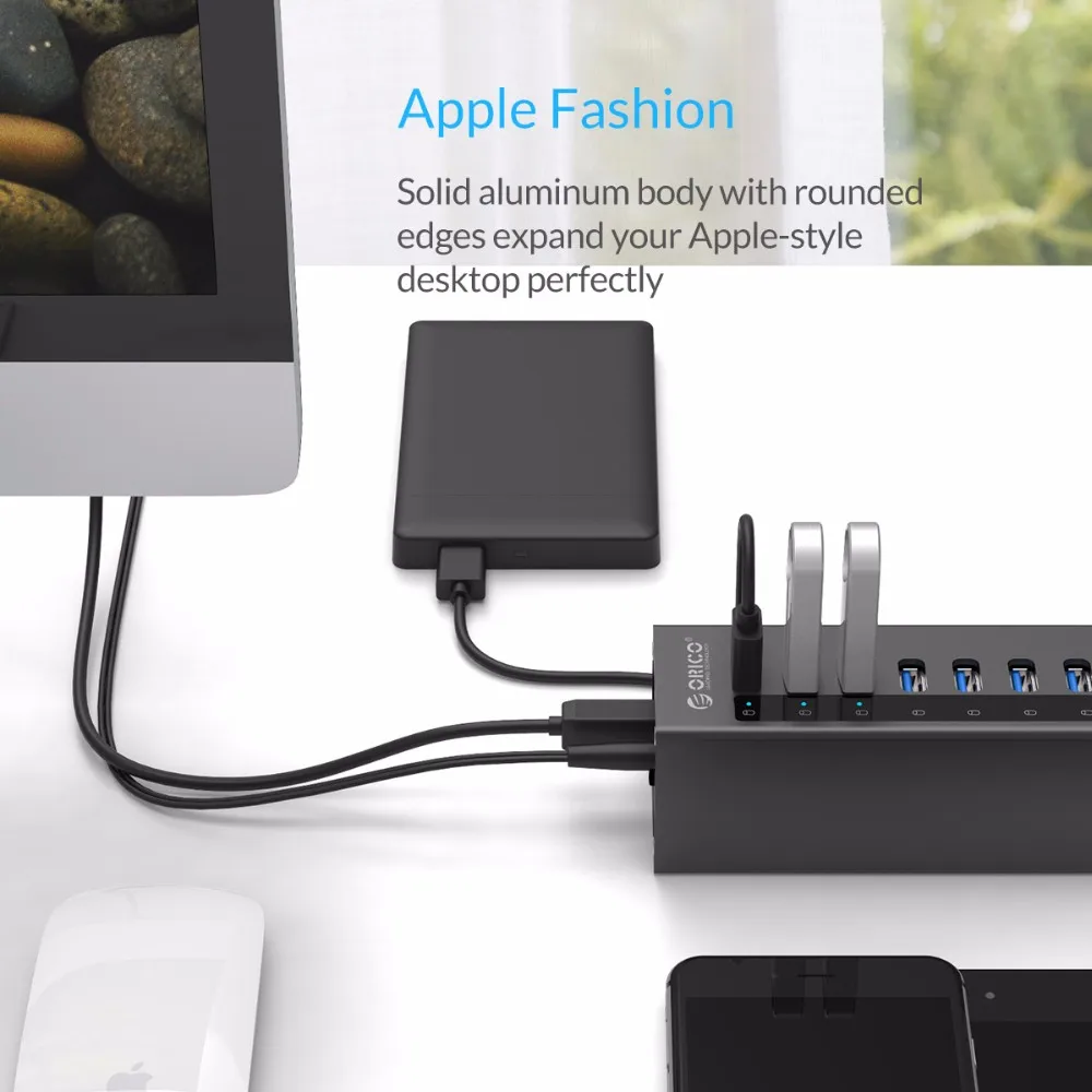 orico alumínio de alta velocidade hub splitter usb hub hub computador acessórios do computador hub hub com porta de alimentação novo design