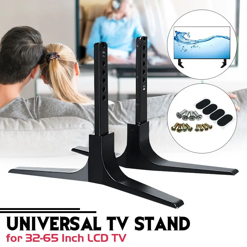 

KINCO 32-65 Inch Height Adjustable Universals TV Stand Base Alloy Steel Plasma LCD Flat Screen Table Top Pedestal Easy Install