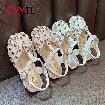 

CYYTL Kids Cute Shoes for Girls Princess Rivets Fashion Baby Sandals Children Pink Summer Soft Beach Garden Sandalias