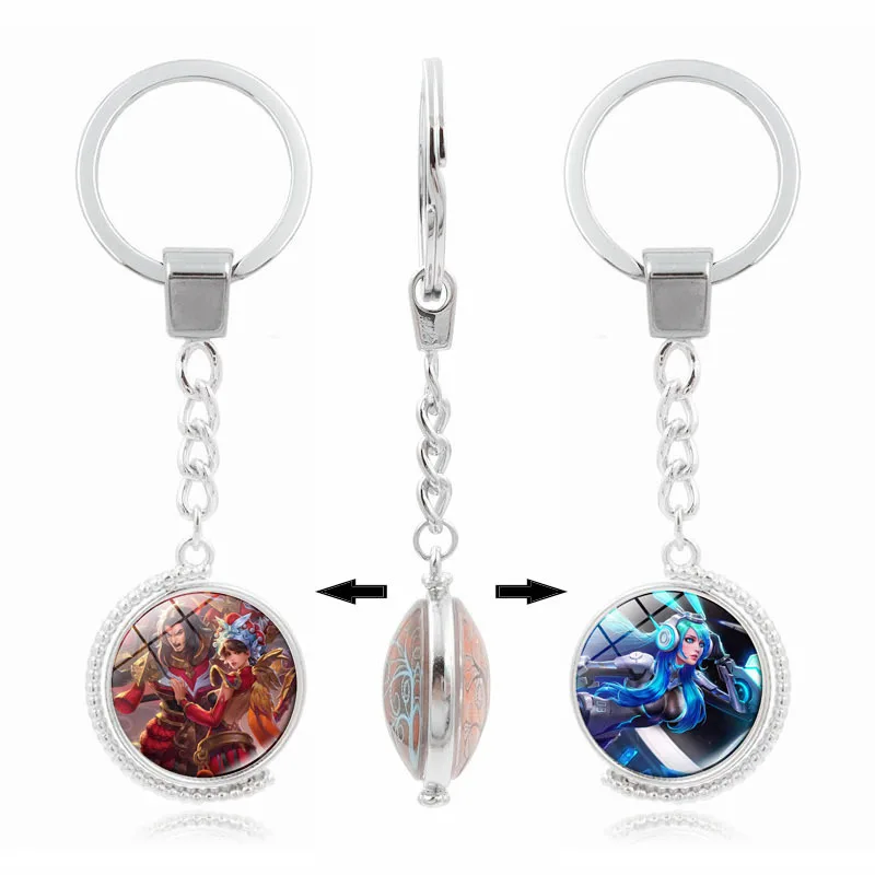

2018 Hand Tour of the King of Glory Key Ring Time Stone Double-Sided Rotating Keychain