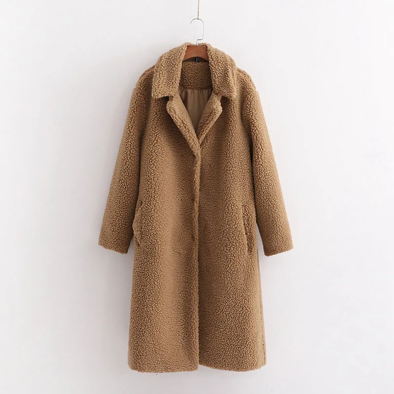 

2019 Autumn Fashion Fold-down Collar Long Sleeve Korean-style Straight-Cut Trench Coat Long Coat