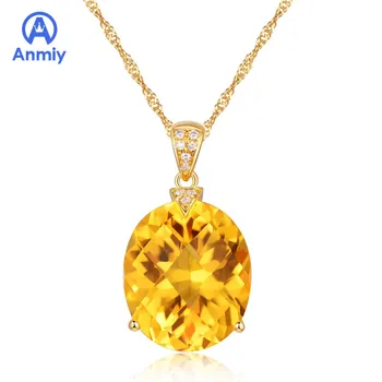 

Anmiy New Luxury Elegant High-end Yellow Crystal Large Zircon Pendant Women's Necklace Jewelry
