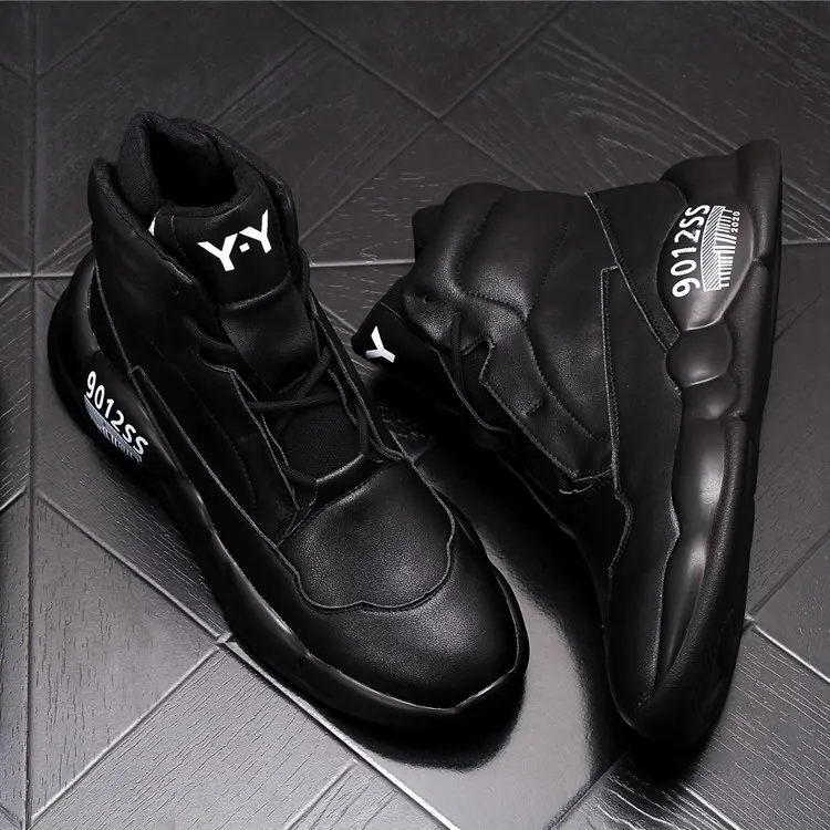 ERRFC New Arrival British Men Casual Shoes High Top Black Round Toe Lace Up Platform Shoes For Man Adult Male Shoes 38-43