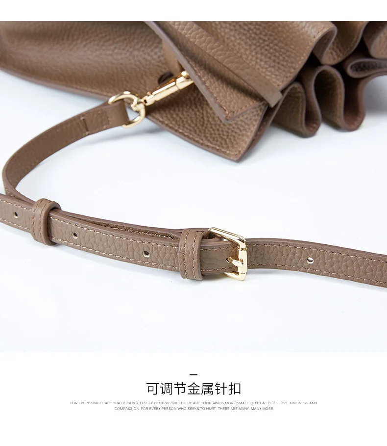 Brand Design Real Cow Leather Ladies HandBags and Purse Women Genuine Leather Composites Bags High Quality Wide Strap Bucket Bag