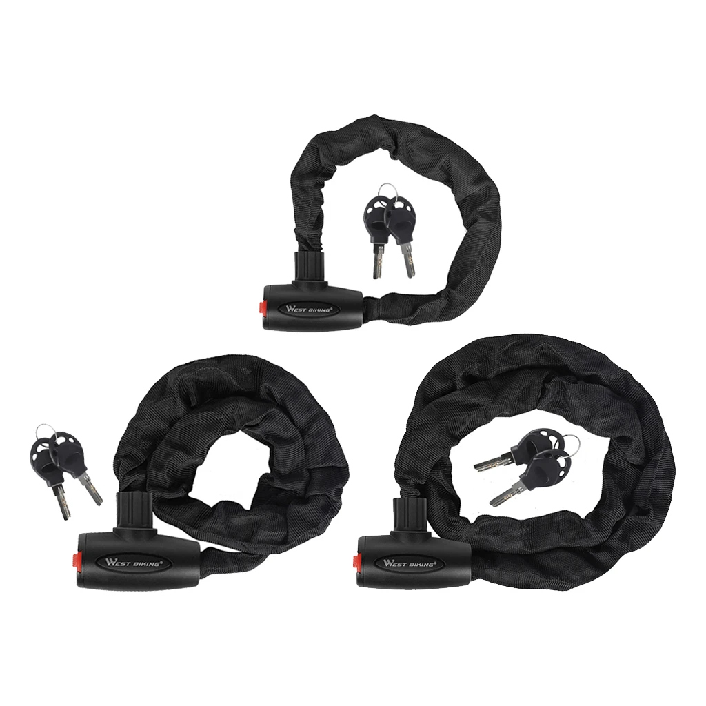 West Biking Bicycle Cable Lock Anti-theft Bikes Motorcycle Chain Lock with Sleeve Security Steel Motorbike Scooter Cycle Lock