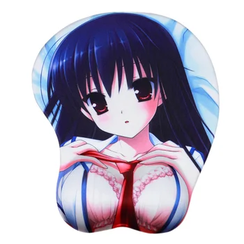 

FFFAS 3D Breast Sexy Mouse Pad Silicone Wrist Rest Red Eye Girl Comfortable Mousepad Mouse Hand Pad for Computer Laptop Tablet