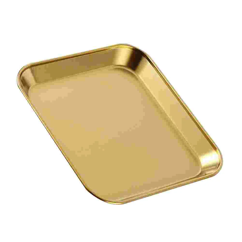 1Pc Stainless Steel Square Shape Storage Plate Dessert Steak Tray (Golden) | Дом и сад