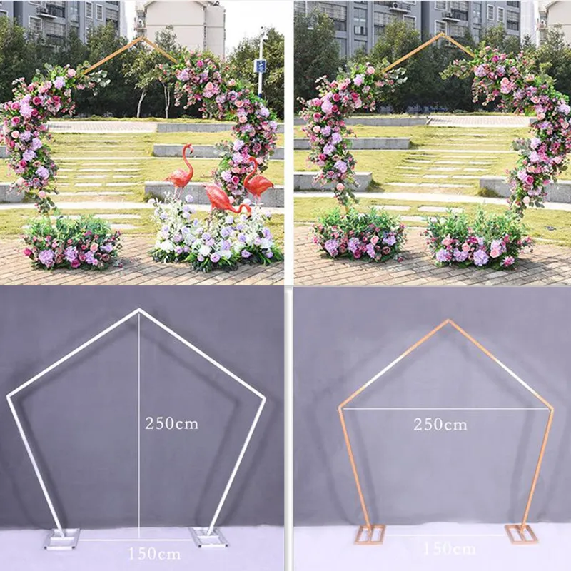 

Pentagon Arch Frame Metal Square Wedding Arch Base Pole Stand Display Set Prom Garden Flowers Decoration Party decoration Suppli