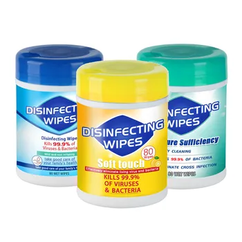 

2020 Hot Selling Disinfecting Wipes 80 Sheets Bag Portable 75% Alcohol Wipes 5ml Family Cleaning Travel Portable Skin Care