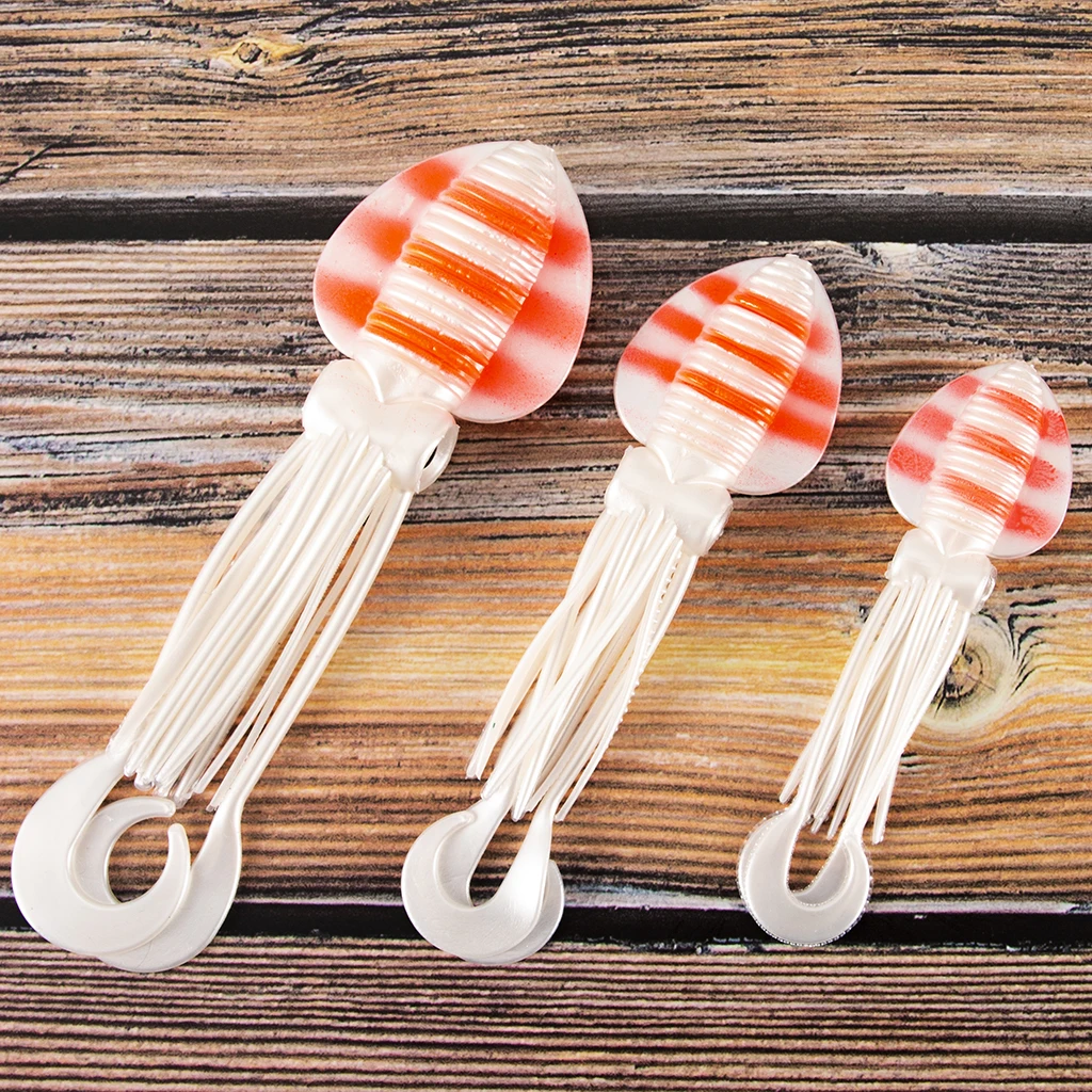 18.5cm Silicone Squid Skirts Fishing Lures Flat Wobblers Jigs Lifelike Shape Touching Feeling Luminous/Red Squid Night Fishing