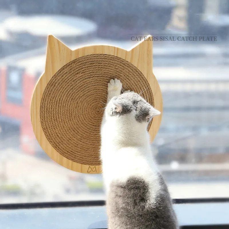 

Cat Window Wall Mount Scratcher Cat Claws Care Toy Kitten Scratching Sisal Plate Kitten Scratch Board Furniture Protector