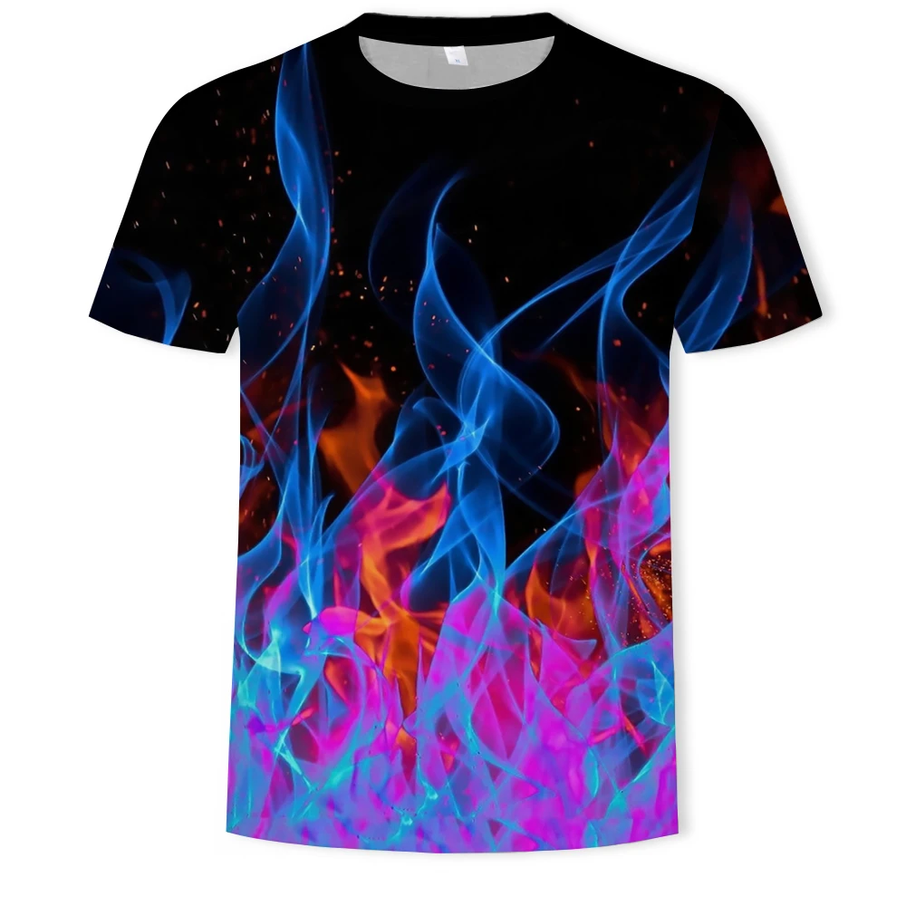 Мужская модная футболка с 3D-принтом dynamic flame, летняя повседневная футболка с короткими рукавами и круглым вырезом, уличная одежда, Топ