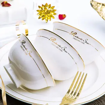 

5 Pieces Anti-scalding Tall Bowl Jingdezhen Ceramic Bowl Dinner Rice Bowl Bone China Tableware Instant Noodles Dishes Soup Bowl