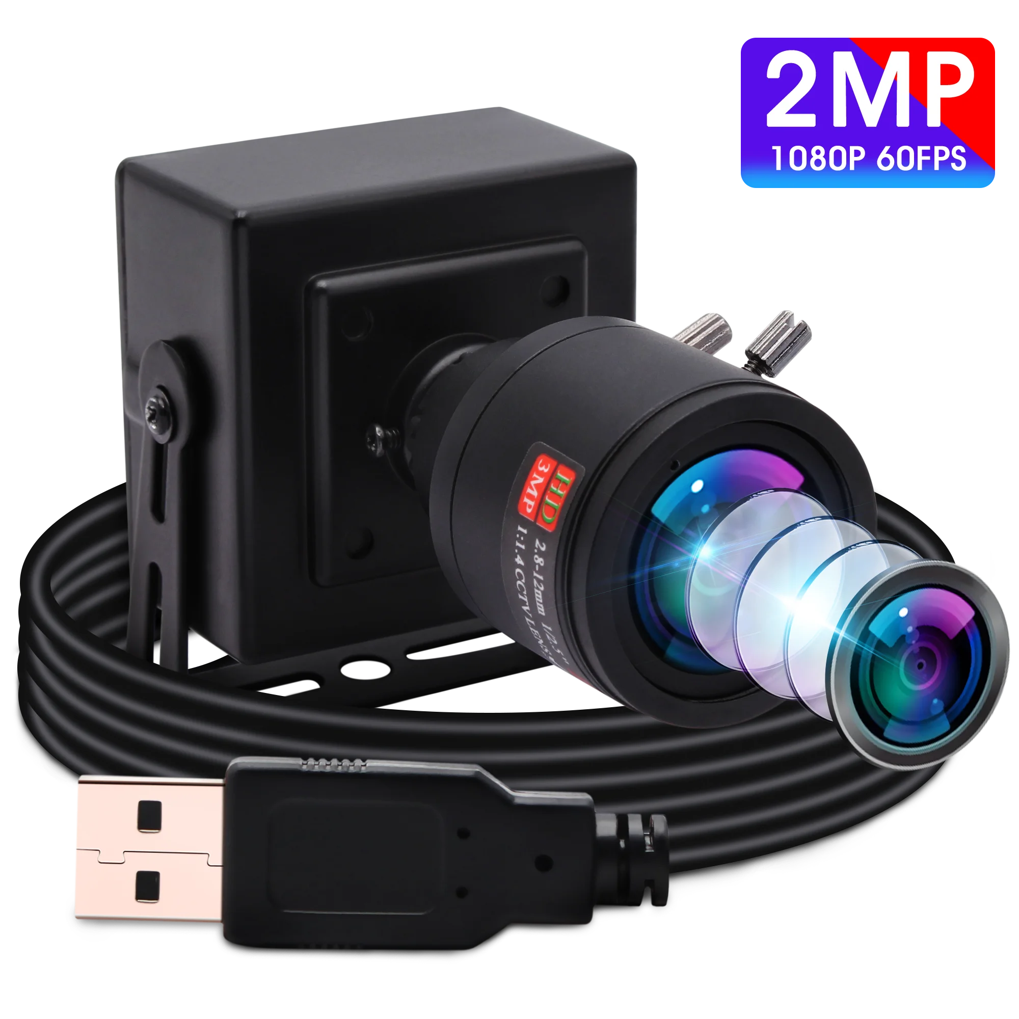 1080p 60fps 720p 120fps 330fps Webcam M12 Mount 2.8-12mm varifocal Industrial High Speed USB Camera with Mini housing 