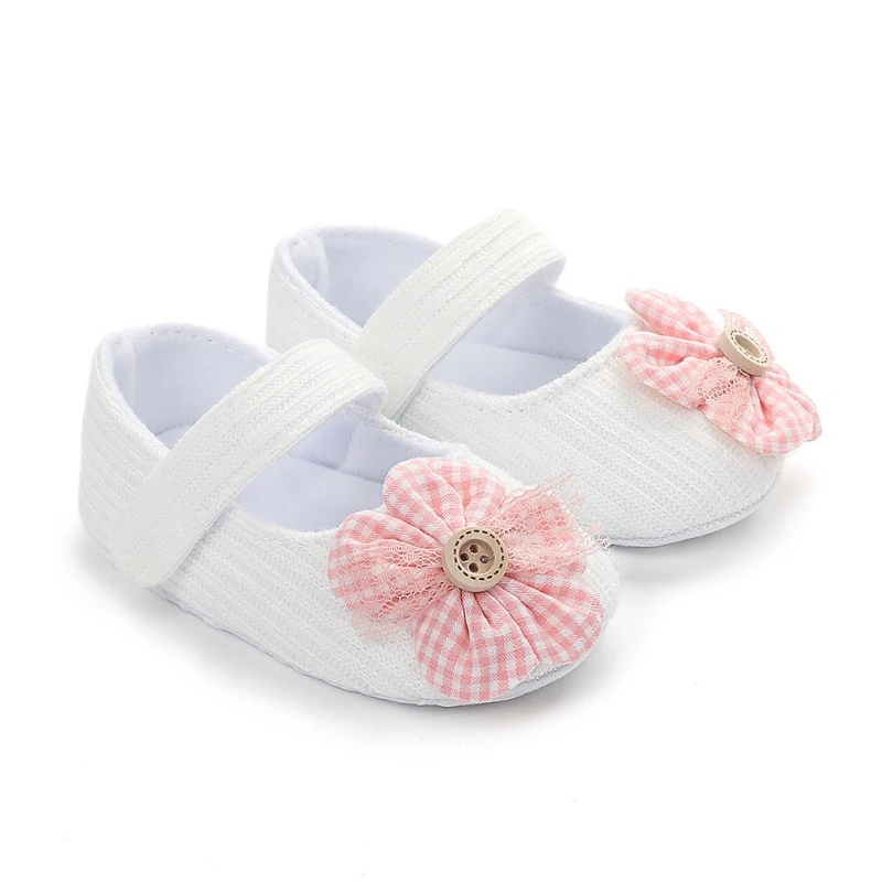 

Newborn Baby Girls Flower Crib Pram Shoes Toddler Kids Infant First Walker Prewalkers Non-slip Cotton Flower Party Princess Shoe