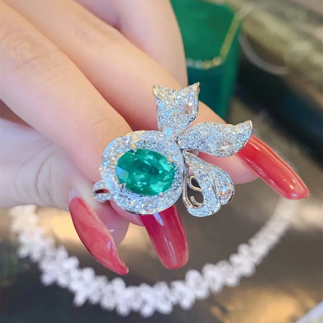 

Exquisite Beautiful Bowknot Wedding Band Ring for Girls Silver Color Green Cubic Zirconia Wedding Party Jewelry Gift