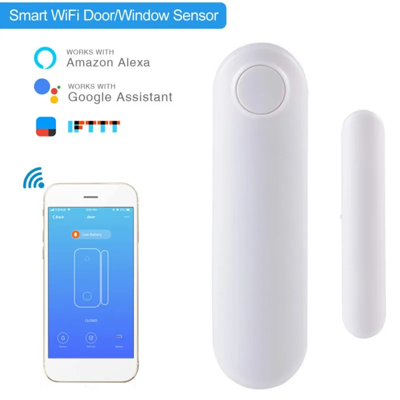Wi-Fi умный датчик окна двери телефон приложение управление совместимость с Alexa Google Assistant перезаряжаемый без концентратора требуется