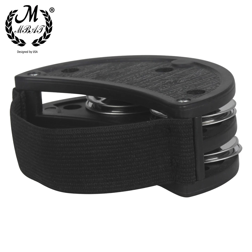 M MBAT Foot Tambourine Metal Jingle Bell Portable Percussion Instrument Box Drum Companion Musical Toys Double-row Bell Cymbals