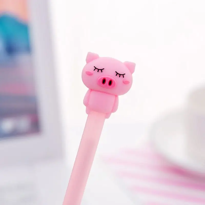 4pcs/set 0.38 mm Cute Pink Pig Expression Gel Pen Signature Pens School Office Supply Stationery Promotional Gift